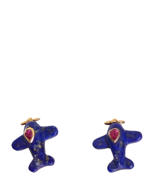 Airplane shaped cufflinks with rubies
