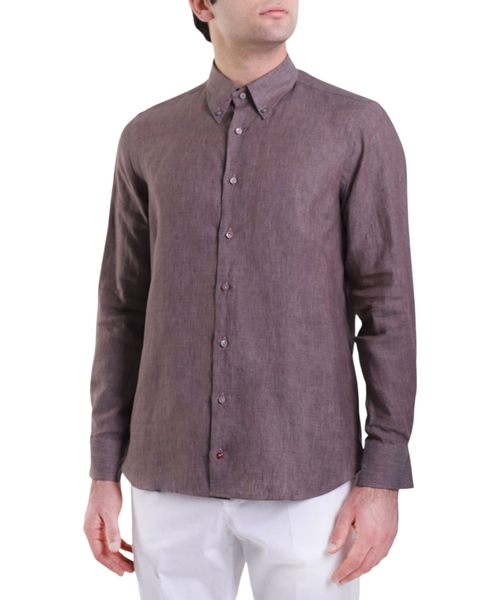 Tünd bənövşəyi rəngli düz biçimli köynək