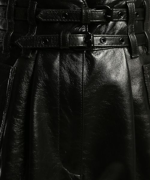 Black high-waisted leather shorts #4