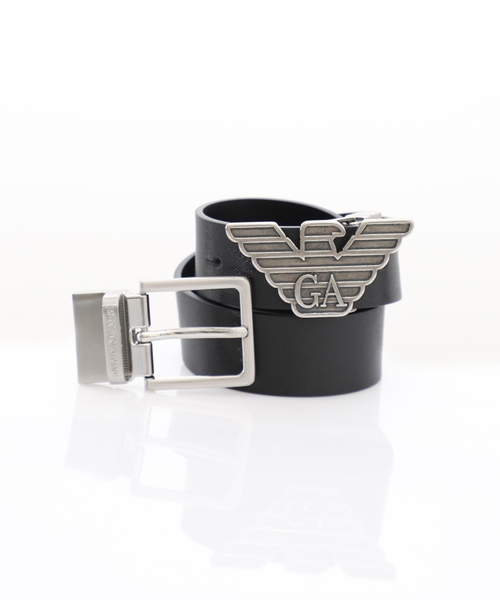 Two metal buckle detail leather belt
