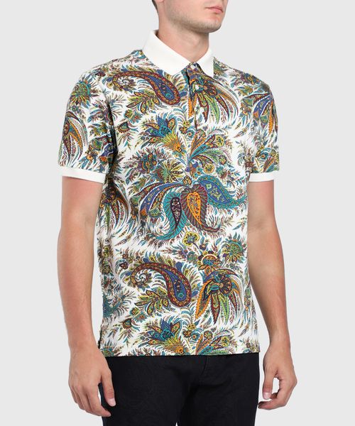 Paisley print collar polo shirt sale