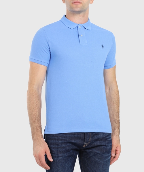 Mavi rəngli loqo detallı polo