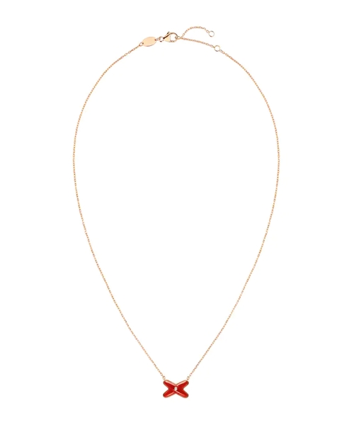 Qırmızı rəngli əqiq kulonlu qızıl boyunbağı