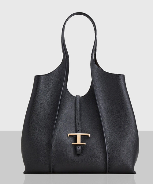 Черная кожаная сумка-тоут