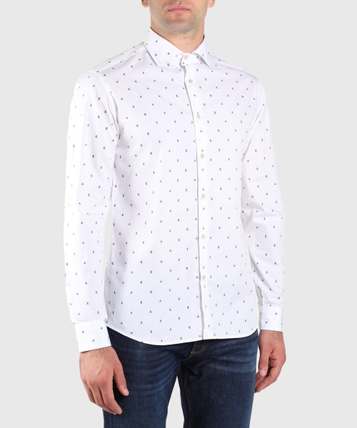 White shirt with logo print