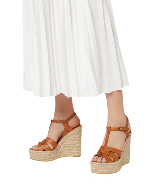 サンダル・ミュール WEDGE TRIBUTE ESPADRILLES TRIBUTE espadrilles wedge in smooth leather | Saint Laurent