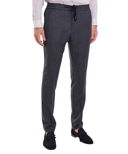 Tünd-boz rəngli elastik bel dizaynlı şalvar