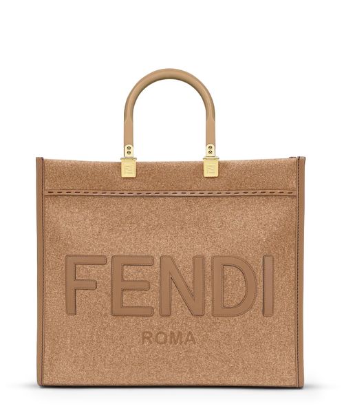 Brown flannel shopper bag Fendi Sunshine Medium Emporium