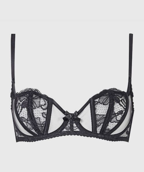 Lace trim bra in black
