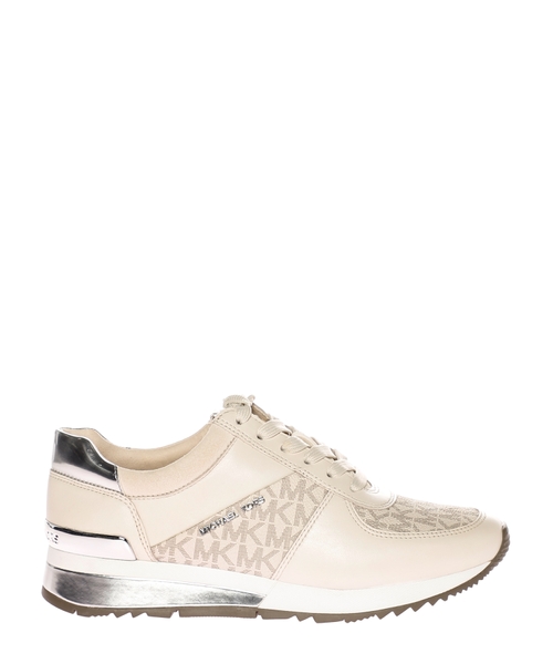 Logo printed leather trim sneakers