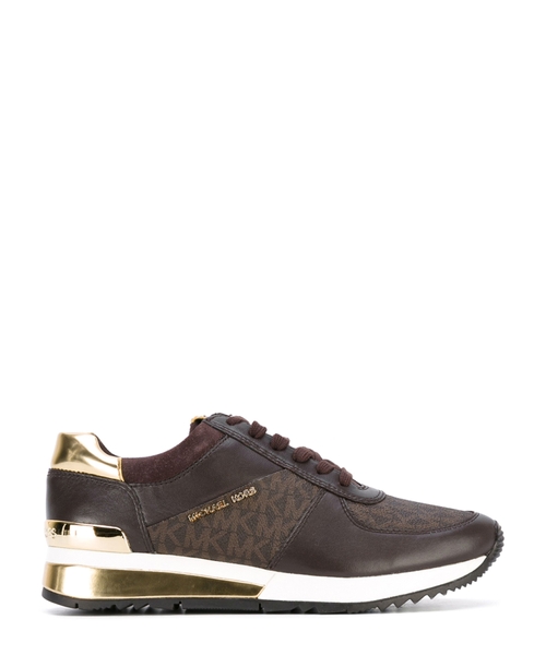 Logo printed leather trim sneakers