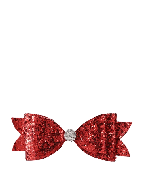 Бант для волос в красном цвете с блестками