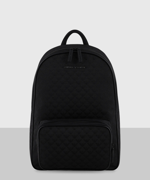Nylon backpack with monogram in black