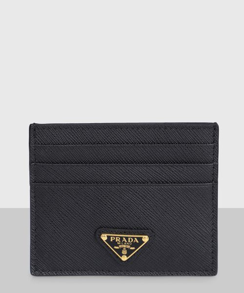 "Saffiano" qara rəngli dəri kart üçün portmone