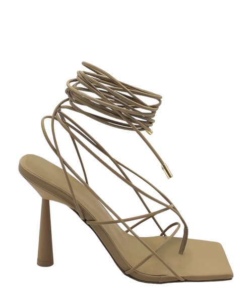 Кожаные босоножки цвета хаки