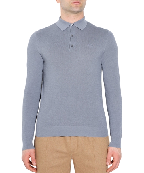 Logo detail long-sleeve polo in grey