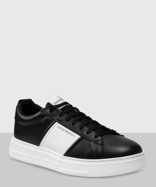 Black and white leather sneakers