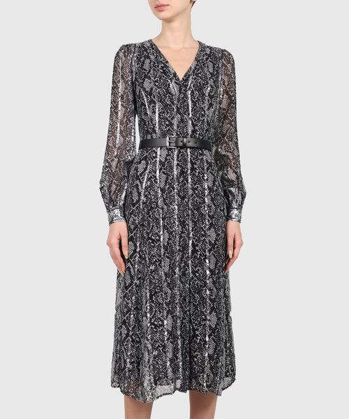 Snake print midi dress in gray Emporium