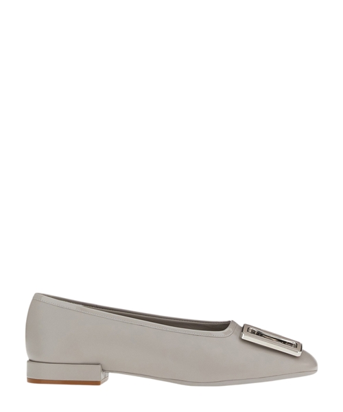 Chunky buckle ballet flats in gray