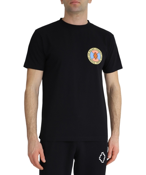 Qara rəngli printli bel hissəli t-shirt
