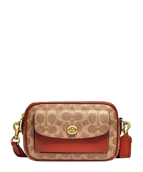 "Willow" crossbody bag with logo print in brown