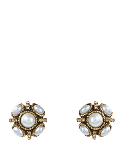 Gızılı rəngli mirvari daşlarla bəzədilmiş sırğa