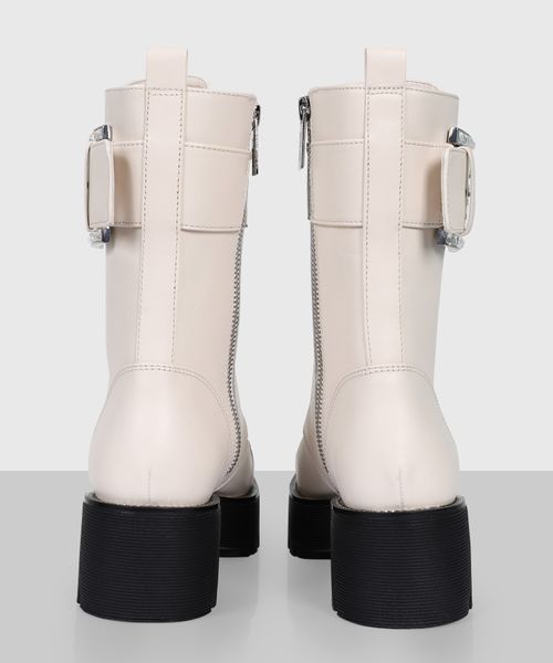 "Bryce" cuff ankle boots in white #3