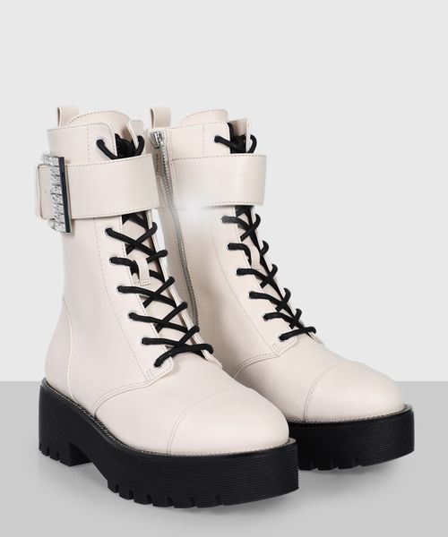 "Bryce" cuff ankle boots in white #1