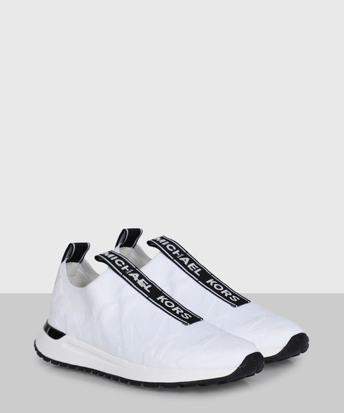 "Bodie" stretch knit slip-on trainer in white