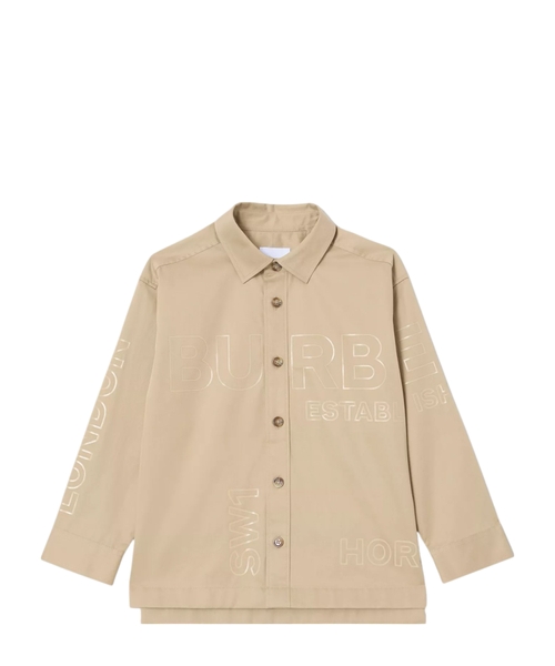 Horseferry print cotton shirt in beige