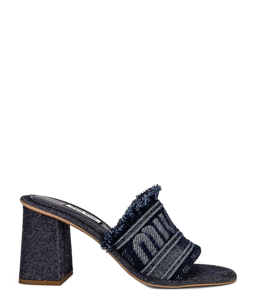 Denim mule in navy with logo