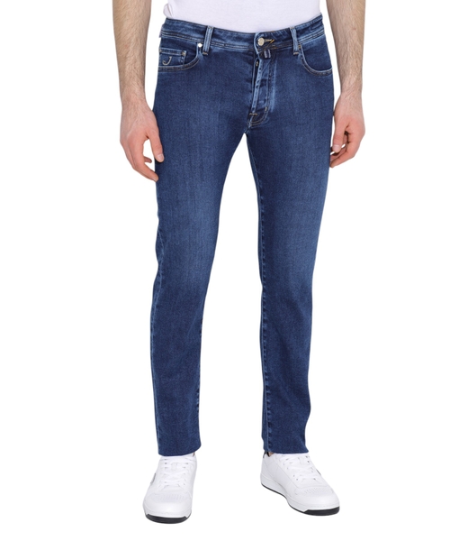 Синие джинсы прямого кроя