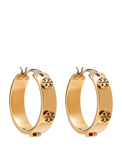 Qızılı rəngli loqo detallı sırğalar