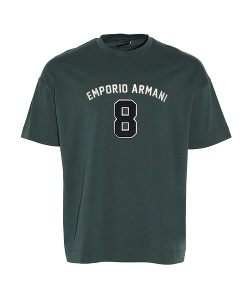 トップス EMPOLIO ARMANI embroidery design shirt Jersey-Lyocell blend T-shirt with ASV logo embroidery