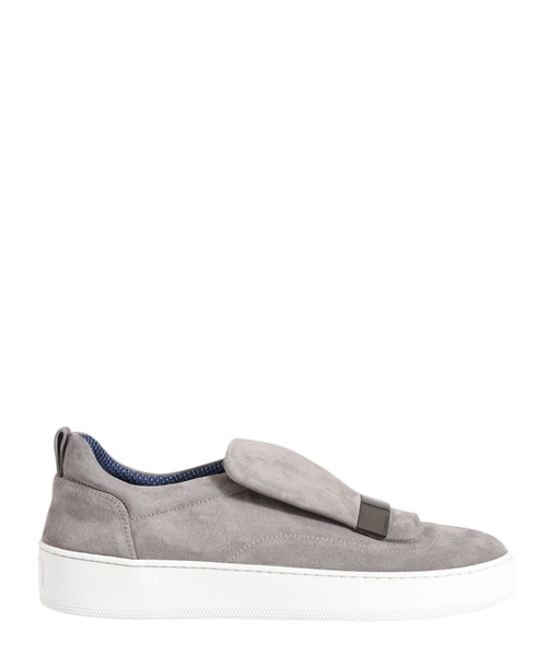 "sr1" sneaker in suede with a metal logo