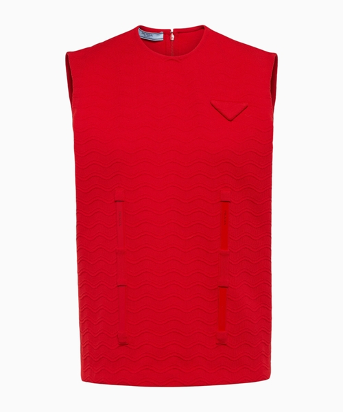 Embroidered-logo sleeveless top