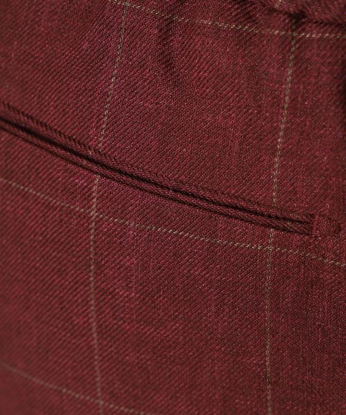 Elastic waist checkered linen trousers #4