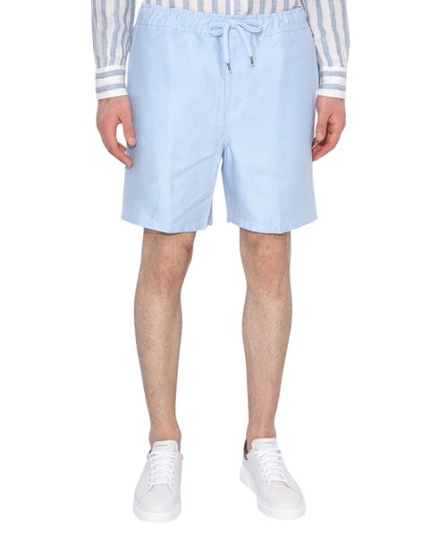 Elastic waist linen shorts