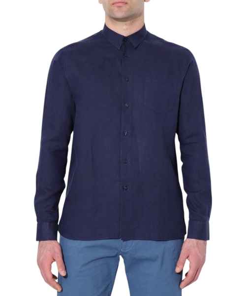 Льняная рубашка с длинными рукавами