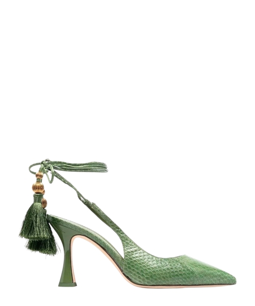 Кожаные туфли-лодочки с тиснением под змеиную кожу