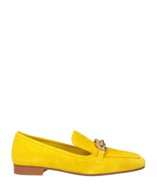 Metal detail suede loafers