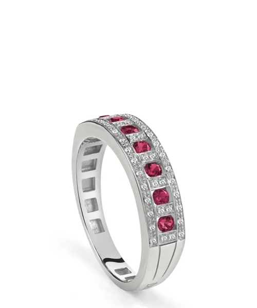 Belle Epoque кольцо из белого золота с бриллиантами и рубином