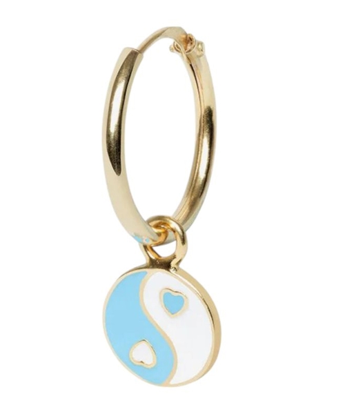 Gold Blue Yin Yang sırğaları