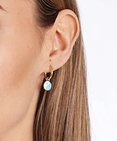 WILHELMINA GARCIA】 GOLD YIN/YANG EARRING BLUE Gold Blue Yin WILHELMINA GARCIA】 GOLD YIN/YANG EARRING BLUE Gold Blue Yin