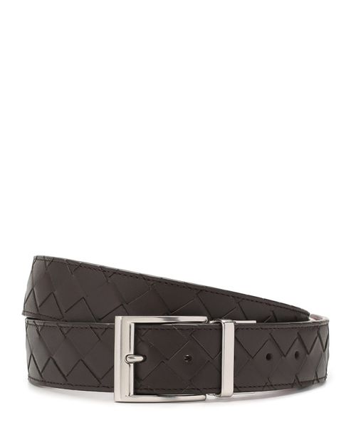 Leather belt with Intrecciato design
