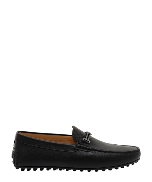 Metal applique detail leather moccasins