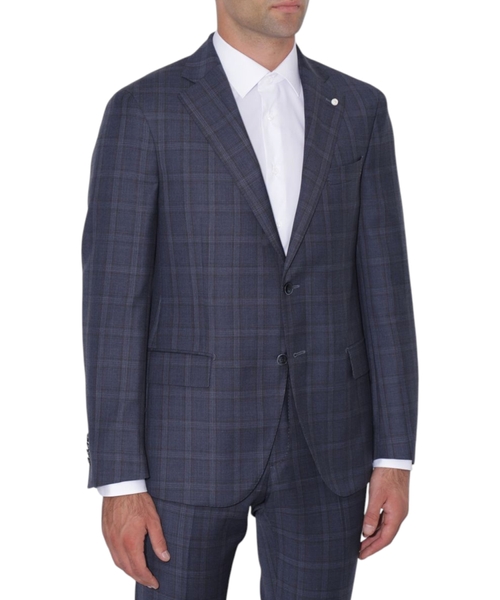 Damalı printli düz biçimli kostyum