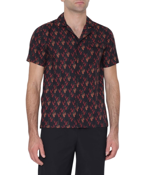 Printli qısaqol kətan köynək