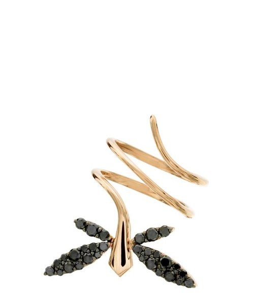 Small Dragonfly ring with diamonds