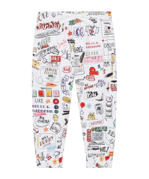 Elastic waist printed trousers